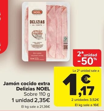 Carrefour Jamón cocido extra delizias noel oferta