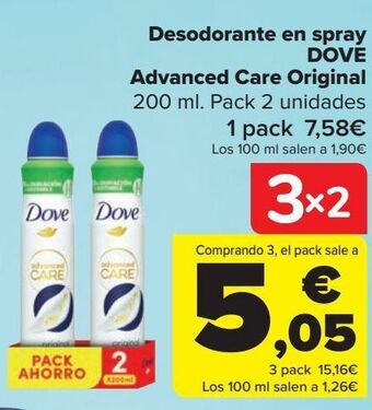 Carrefour Desodorante en spray dove advanced care original oferta