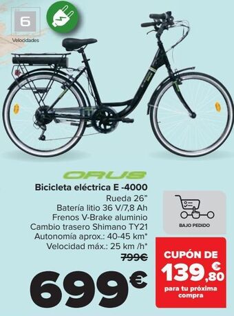 Carrefour Bicicleta eléctrica e-4000 orus oferta