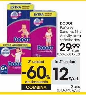 Eroski Dodot pañal activity extra t4 52 uds oferta