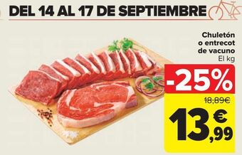 Carrefour Market Chuletón o entrecot de vacuno oferta