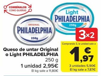 Carrefour Market Queso de untar original o light philadelphia oferta