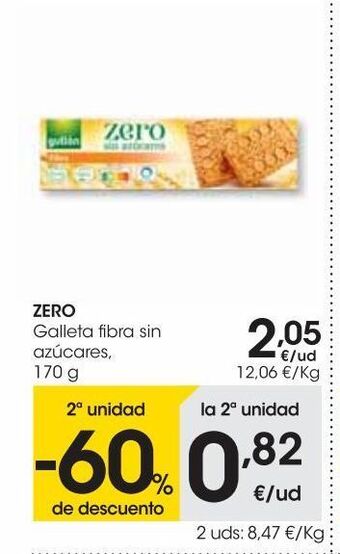 Eroski Zero galleta fibra sin azúcares 170 g oferta