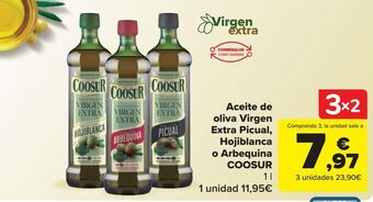 Carrefour Market Aceite de oliva virgen extra picual, hojiblanca o arbequina coosur oferta