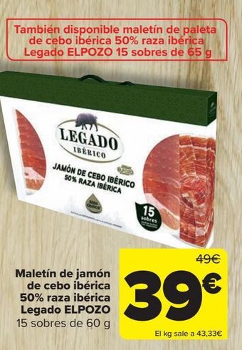 Carrefour Market Maletín de jamón de cebo ibérica 50% raza ibérica legado elpozo oferta