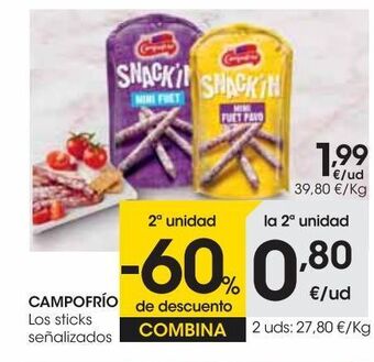 Eroski Campofrío sticks 50 g oferta