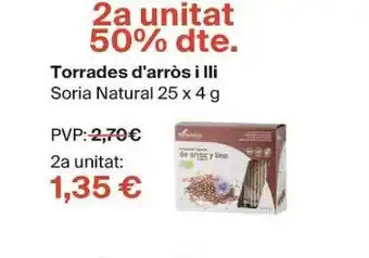 Veritas Torrades d'arròs i lli Soria Natural 25 x 4 g oferta