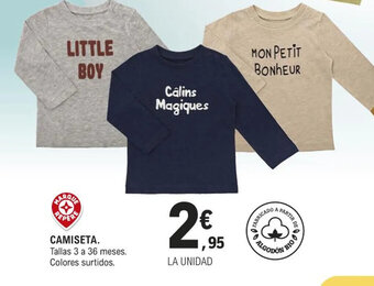 E.Leclerc CAMISETA. Tallas 3 a 36 meses. Colores surtidos. oferta