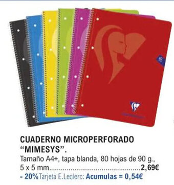 E.Leclerc CUADERNO MICROPERFORADO "MIMESYS". oferta