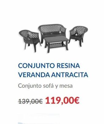 Bricoking Conjunto resina veranda antracita conjunto sofá y mesa 139,00€ 119,00€ oferta