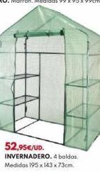 BricoCentro 52,95€/ud.  invernadero. 4 baldos. medidas 195 x 143 x 73cm. oferta