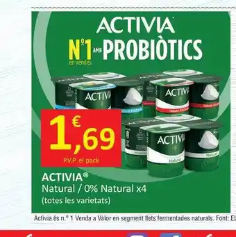 SPAR Fragadis Activia Natural ̸ 0% Natural x4 oferta