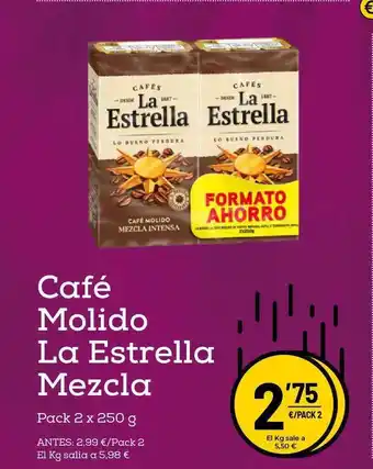 AhorraMas La Estrella Café Molido Mezcla, Pack 2 x 250g oferta