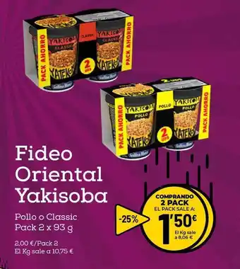 AhorraMas Yakisoba Fideo Oriental Pollo o Classic Pack 2 x 93g oferta