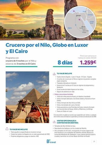 B The travel Brand Programa con crucero de 4 noches por el nilo y estancia de 3 noches en el cairo tu viaje no incluye • todo aquello no espe oferta