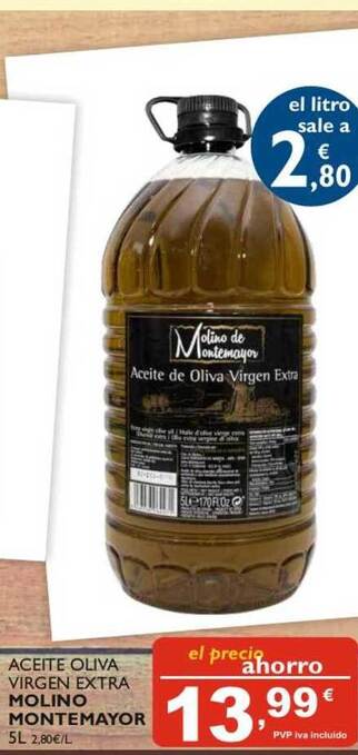 Supermercados La Despensa Molino Montemayor Aceite Oliva Virgen Extra 5L oferta