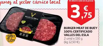 Alcampo Valles Del Esla Burger Meat de Buey 100% Certificado 2 unid x 150 g oferta