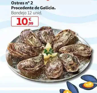 Alcampo Ostras N°2 Procedente de Galicia, Bandeja 12 unid. oferta