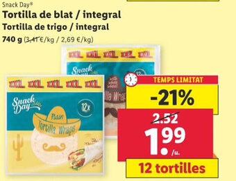 Lidl Snack Day® Tortilla de blat / integral oferta