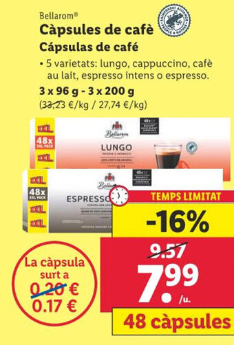 Lidl Bellarom Càpsules de cafè oferta