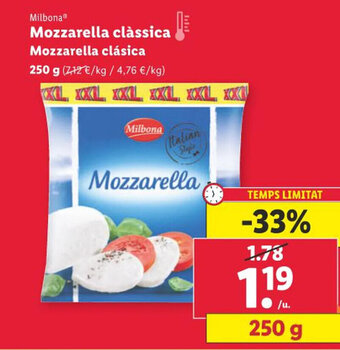 Lidl Milbona® Mozzarella clàssica oferta