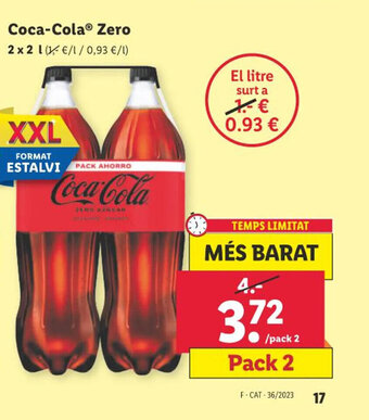 Lidl Coca-Cola Zero 2 x 2 L. oferta