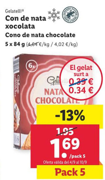 Lidl Gelatelli Con de nata xocolata oferta