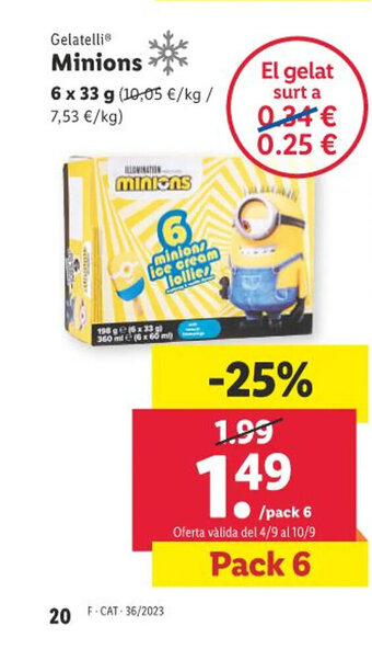 Lidl Gelatelli Minions 6 x 33 g oferta