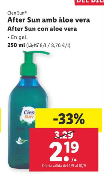 Lidl Cien SunⓇ After Sun amb àloe verAfter Sun con aloe vera oferta