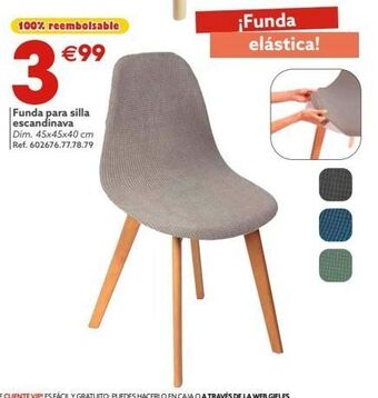 GiFi 100% reembolsable €99 3₁ funda para silla escandinava dim. 45x45x40 cm ref. 602676.77.78.79 ¡funda elástica! oferta