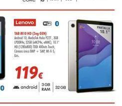 Zbitt Lenovo wifi tab m10 hd (2ng gen) android 10, mediolek helio p221, 368 lpddr4,3268 (cp4, mmc), 10.1 hd (1280x800) tddi 400 t oferta