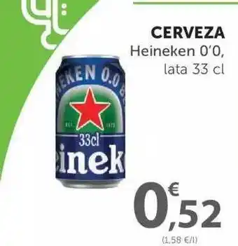 SPAR Heineken 0'0 Cerveza, lata 33 cl oferta