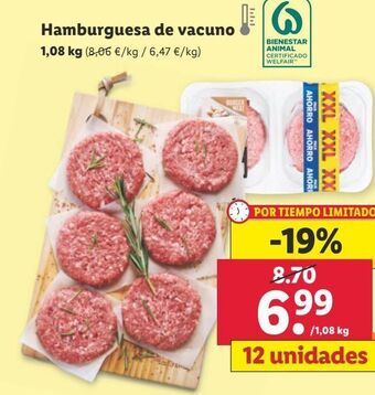 Lidl Hamburguesa de vacuno oferta