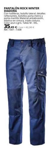 Coferdroza Pantalon rock winter diadora con rodilleras, bolsillo lateral, detalles reflectantes, bolsillos porta-metro y porta-martillo oferta