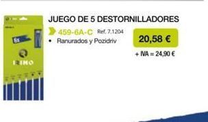 Coferdroza Trimo  juego de 5 destornilladores 459-6a-c ref. 7.1204 ranurados y pozidriv  20,58 €  + iva= 24,90 € oferta