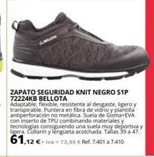 Coferdroza Zapato seguridad knit negro s1p  72224kb bellota  adaptable, flexible, resistente al desgaste, ligero y transpirable. puntera oferta