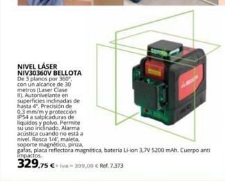 Coferdroza Nivel láser niv30360v bellota de 3 planos por 360° con un alcance de 30 metros (laser clase i). autonivelante en hasta 4 i oferta