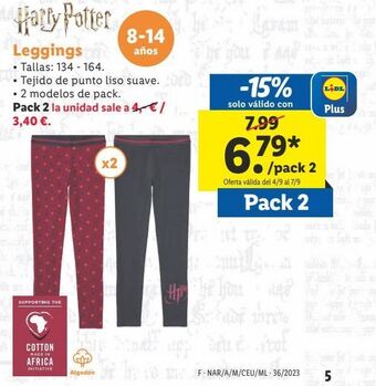 Lidl Leggins niña harry potter oferta