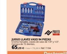 Coferdroza +iva 79,00 € ref. 7.104 juego llaves vaso 94 piezas cromo-vanadio. llaves de vaso de 1/4 y 1/2. carraca de 72 dientes. 65,2 oferta