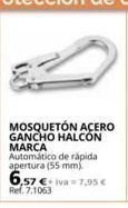 Coferdroza Mosquetón acero gancho halcon marca automático de rápida apertura (55 mm) 6,57 €+va 7,95 €  ref. 7.1063 oferta