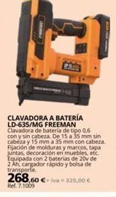 Coferdroza Clavadora a batería ld-635/mg freeman clavadora de bateria de tipo 0,6 con y sin cabeza. de 15 a 35 mm sin cabeza y 15 mm a 3 oferta