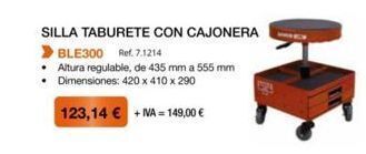 Coferdroza Silla taburete con cajonera  >ble300 ref. 7.1214  altura regulable, de 435 mm a 555 mm dimensiones: 420 x 410 x 290  123,14 € oferta