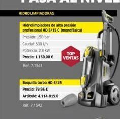 Coferdroza Hidrolimpiadoras hidrolimpiadora de alta presión profesional hd 5/15 c (monofásica) presión 150 bar caudat: 500 l/h poten oferta