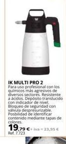 Coferdroza Ik multi pro 2 para uso profesional con los quimicos más agresivos de diversos sectores. resistente a ácidos. depósito transl oferta