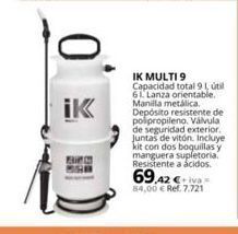 Coferdroza Ik  bird  ik multi 9 capacidad total 91, útil montable. depósito resistente de polipropileno. válvula de seguridad exterior.  oferta