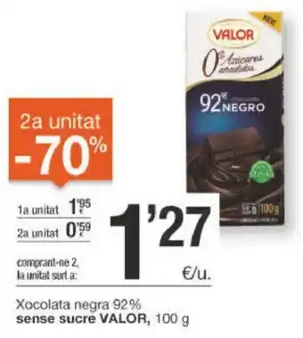 BonpreuEsclat sense sucre VALOR Xocolata negra 92% 100 g oferta