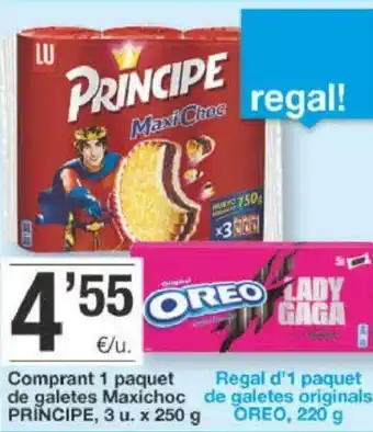 BonpreuEsclat Principe Comprant 1 paquet de galetes Maxichoc 3 u x 250 g/ Oreo Regal d'1 paquet de galetes originals 220 g oferta