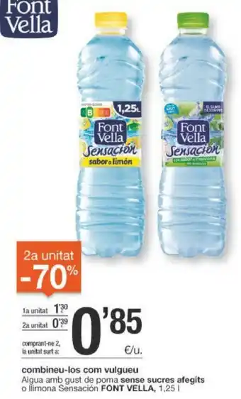 BonpreuEsclat Font Vella Aigua amb gust de poma sense sucres afegits o limona Sensacion 1,25l oferta