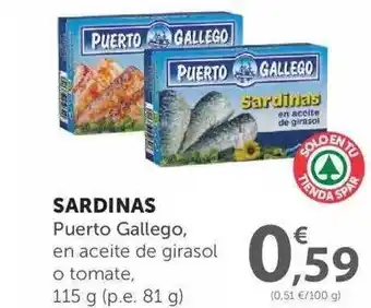 SPAR Puerto Gallego Sardinas, 115g oferta