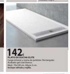 Tú Brico-Marian 142€ plato de ducha elite carga mineral y resina de poliéster. rectangular. acabado gel coat blanco. med: 70x100 cm. altura 3 oferta